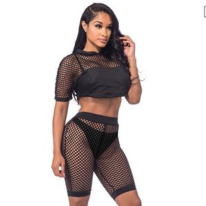 XL 2 piece bikini mesh cover up or festival wear.